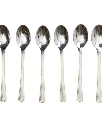 Набір чайних ложок 6 штук ложки для чаю з нержавіючої сталі 15.3 см Срібло із золотим обрамленням HP-20-33