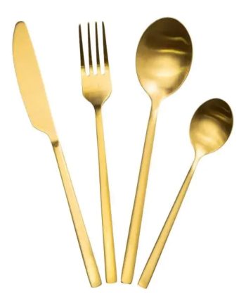 Набір столових приборів на 6 персон 24 предмети столовий набір приборів Золотистий HP-20-25