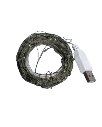 Гірлянда роса 20 метрів USB на 200 led світлодіодів крапля на зеленому дроті жовта USB200L20MGY