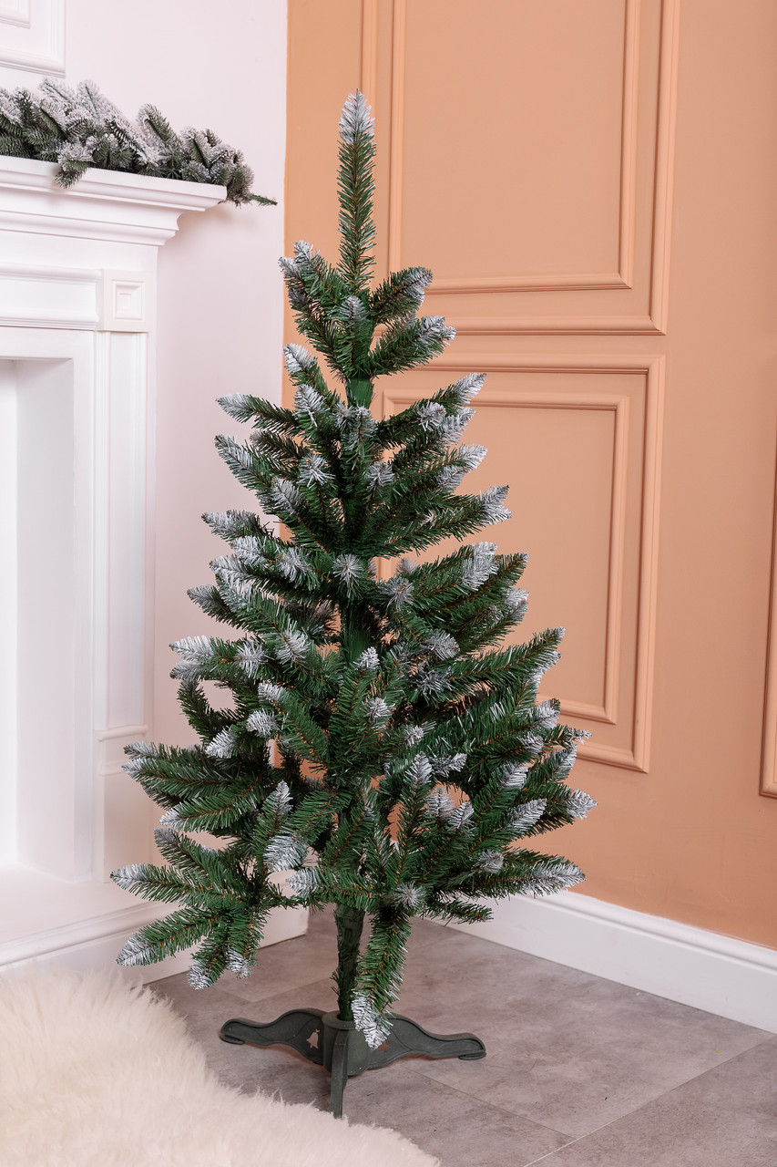 Ялинка штучна сосна 130 см зелена з білими кінчиками