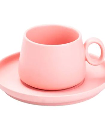 Чашка з блюдцем порцелянова 300 мл Рожева HP7209P