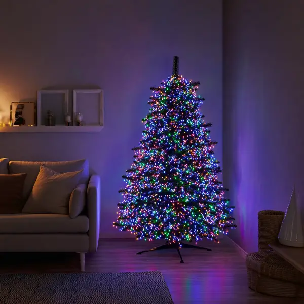 Новорічна гірлянда кімнатна роса 100 м 3000 LED Хвойна лапа зелений провід Мультиколір D3000L100MGML