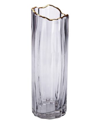 Скляна ваза для квітів, декоративна сіра, 29 см HP-1713