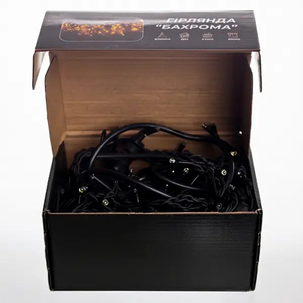 Вулична гірлянда бахрома 12 м 200 led чорний провід чорний провід Жовтий 12MBY