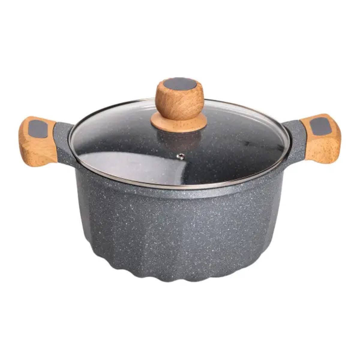 Набір посуду, 3 каструлі, алюмінієва товстодонна каструля MGC з лопаткою та ополоником сірий HP-4-401G