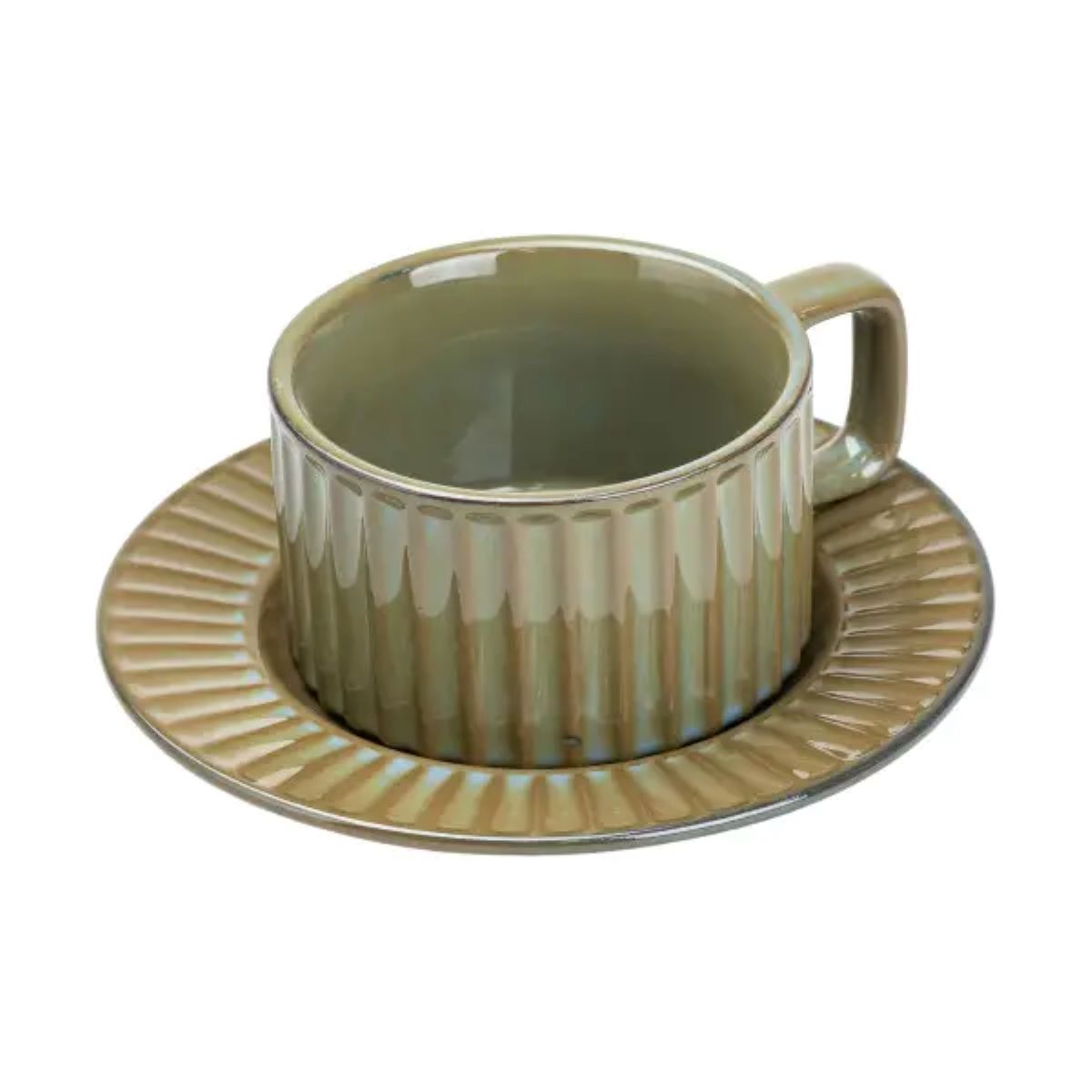 Чашка з блюдцем 250 мл порцелянова Смарагдова HP7210GR