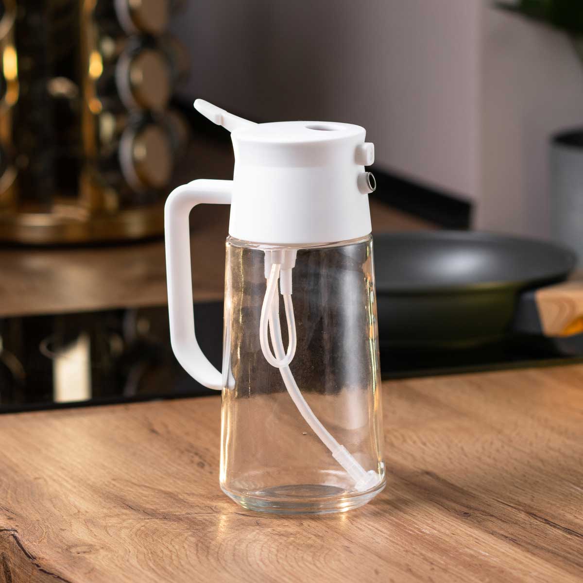 Пляшка для для олії та оцту з розпилювачем 500 мл біла HP16296W