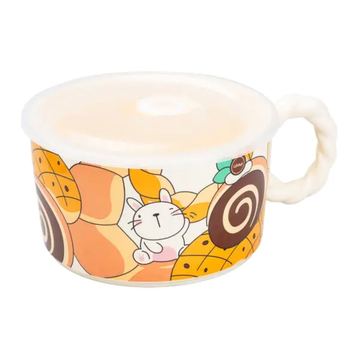 порцелянова бульйонниця 800 мл з пластиковою кришкою Кролик супниця миска для локшини HP7215R