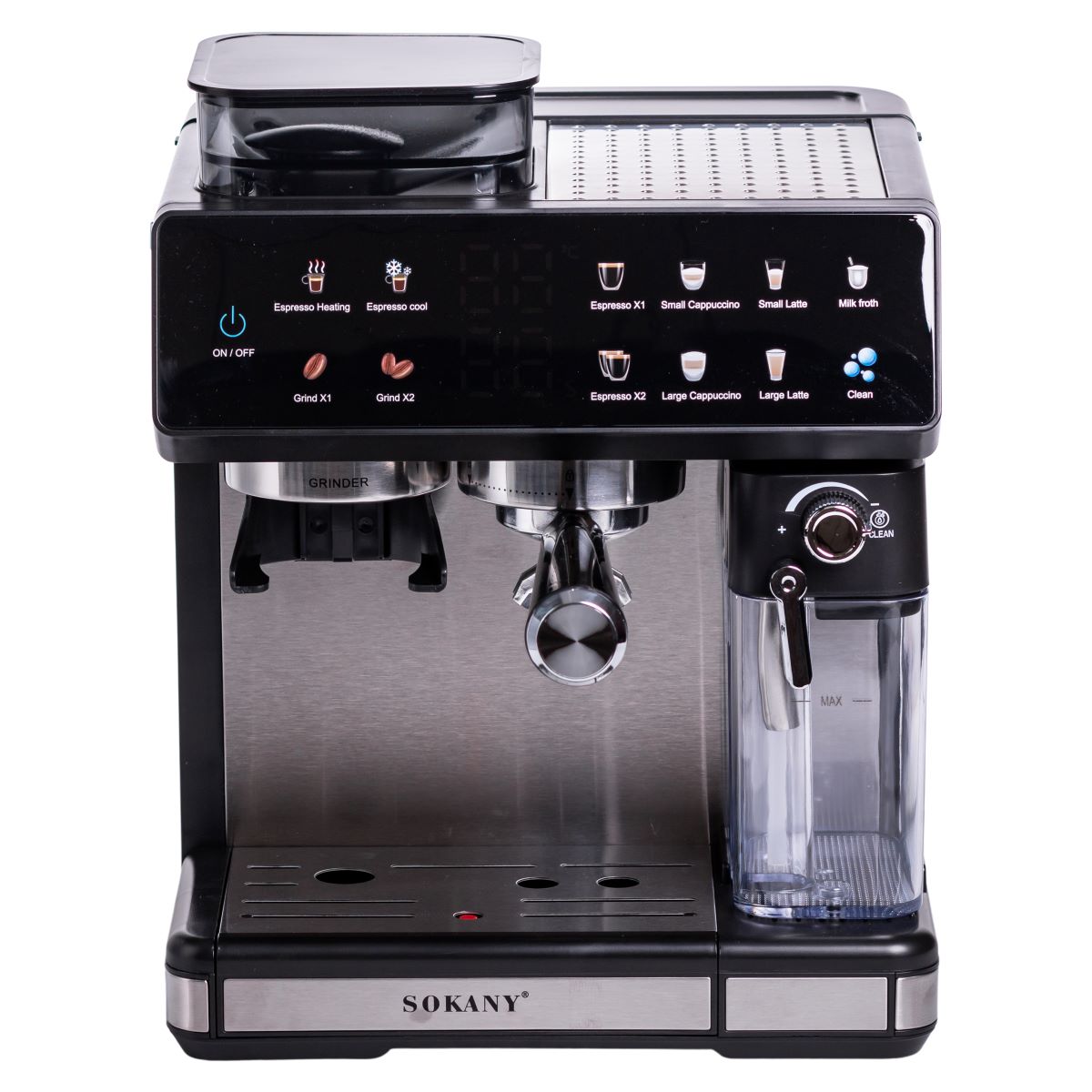 Кавоварка ріжкова 4в1 з кавомолкою 1800 Вт  резервуар 2,6 л  Sokany SK-04032