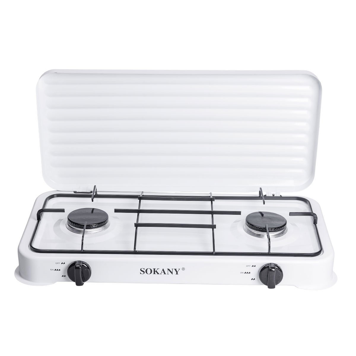Настільна газова плита на 2 конфорки міні газова плита для балонного газу Біла Sokany SK-6002