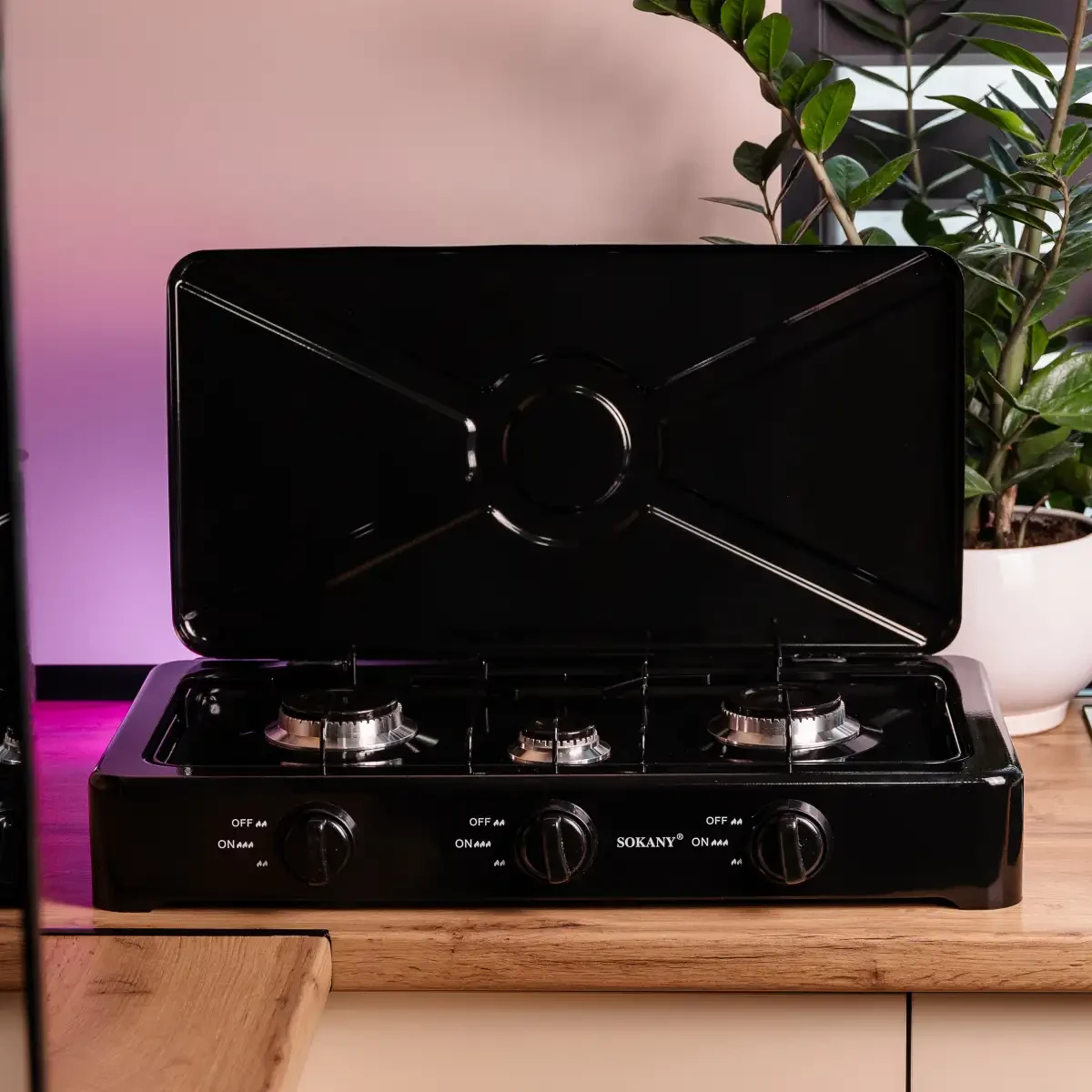 Газова плита настільна на 3 конфорки Sokany під балонний газ Lugi SK-07003