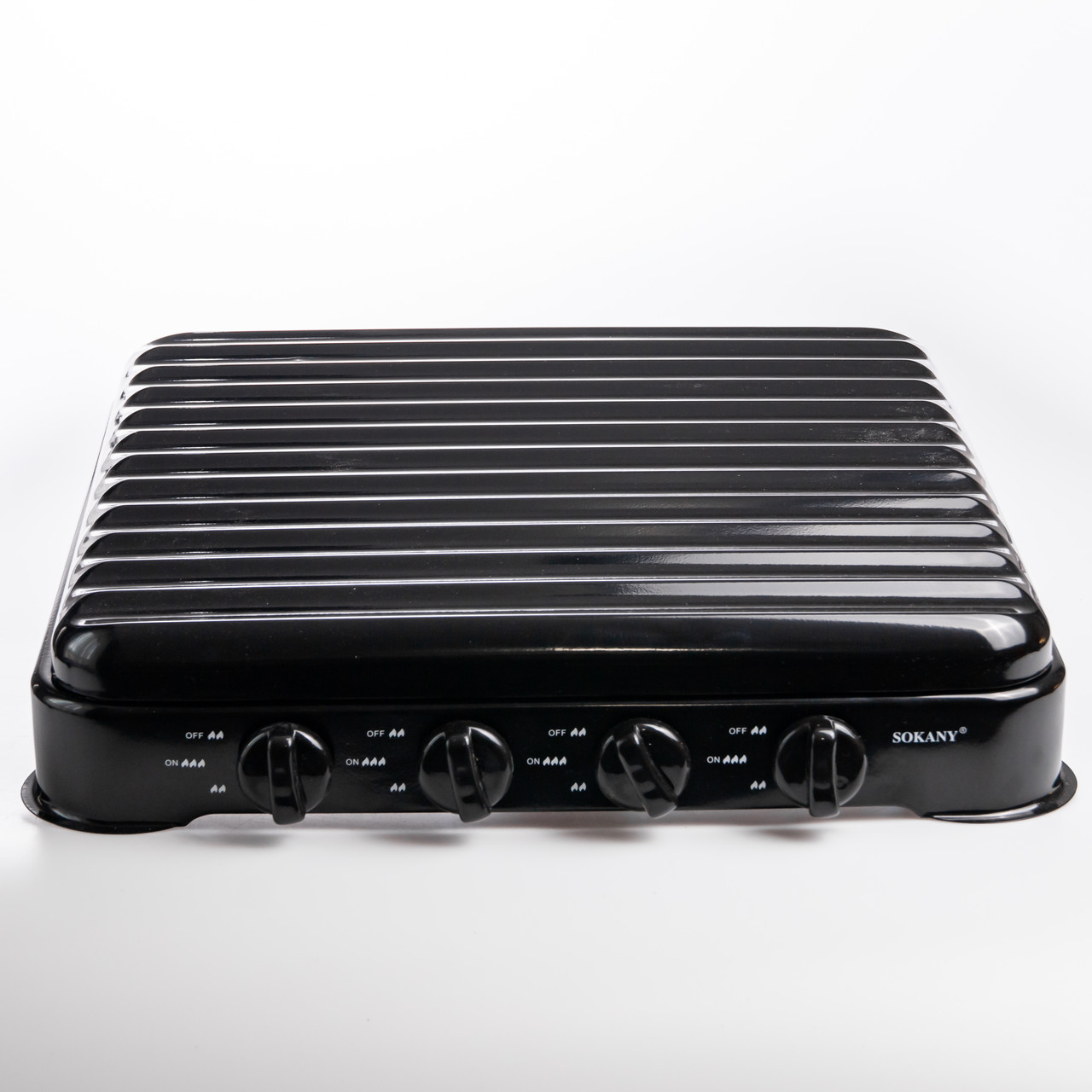 Газова плита настільна Sokany чорна 4 конфорки міні переносна для дачі кемпінгу, портативна газплита туристична SK-6004-Black