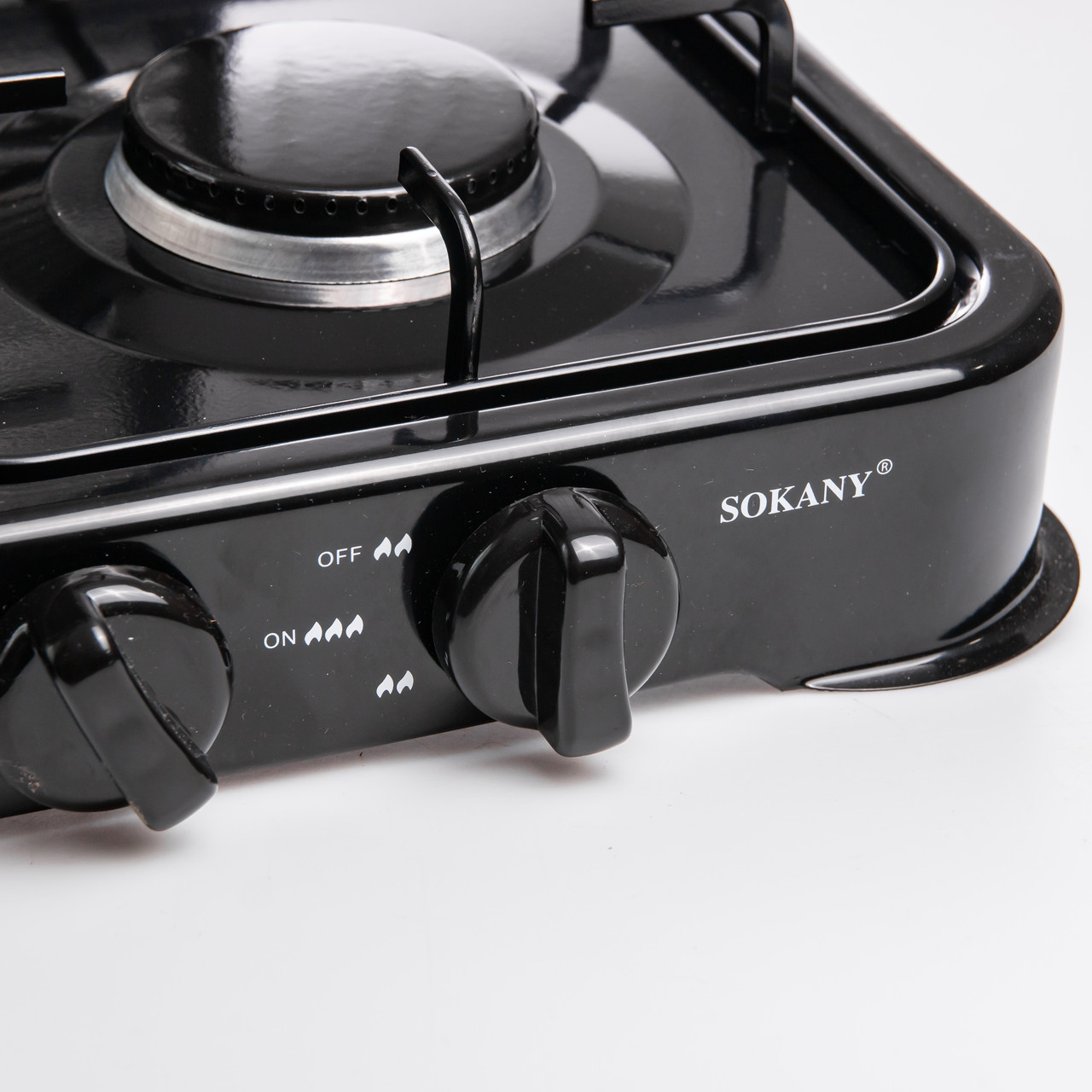 Газова плита настільна Sokany чорна 4 конфорки міні переносна для дачі кемпінгу, портативна газплита туристична SK-6004-Black