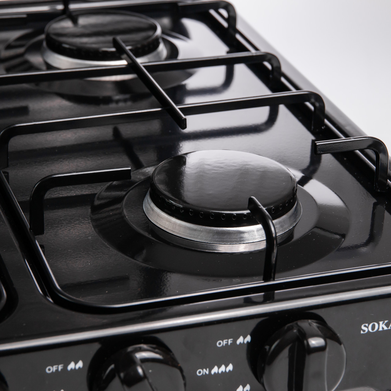 Газова плита настільна Sokany чорна 4 конфорки міні переносна для дачі кемпінгу, портативна газплита туристична SK-6004-Black