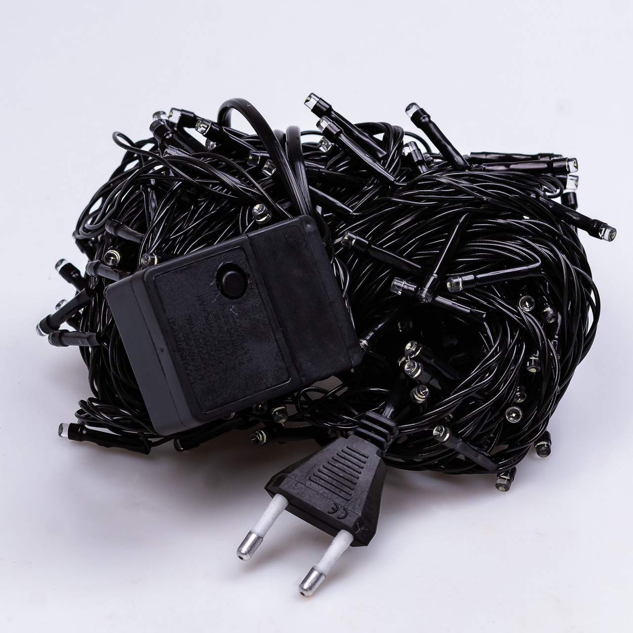 Гірлянда нитка 22 м на 218 LED лампочок світлодіодна чорний провід 8 режимів работи Білий M500LEDW