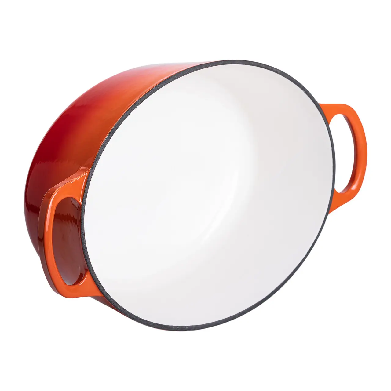 Гусятниця чавунна емальована з кришкою на 6 літрів Ø26 см для всіх типів плит Жовтогаряча HP-1-10-ORANGE