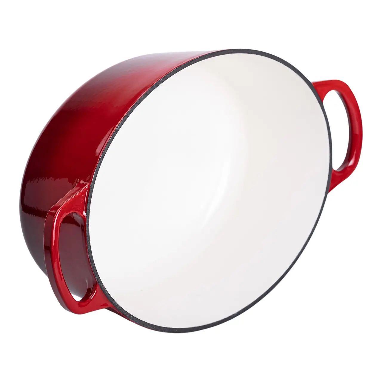 Гусятниця чавунна емальована червона 6 літрів Ø26 см з кришкою, посуд для тушкування запікання всіх типів плит HP-1-10-RED