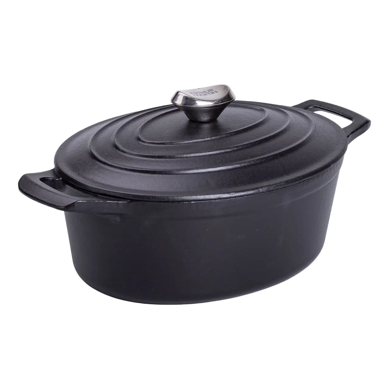 Гусятниця чавунна з кришкою 3 л Ø22 см чорна, каченята казан для тушкування запікання кухонний посуд HP-1-11-BLACK