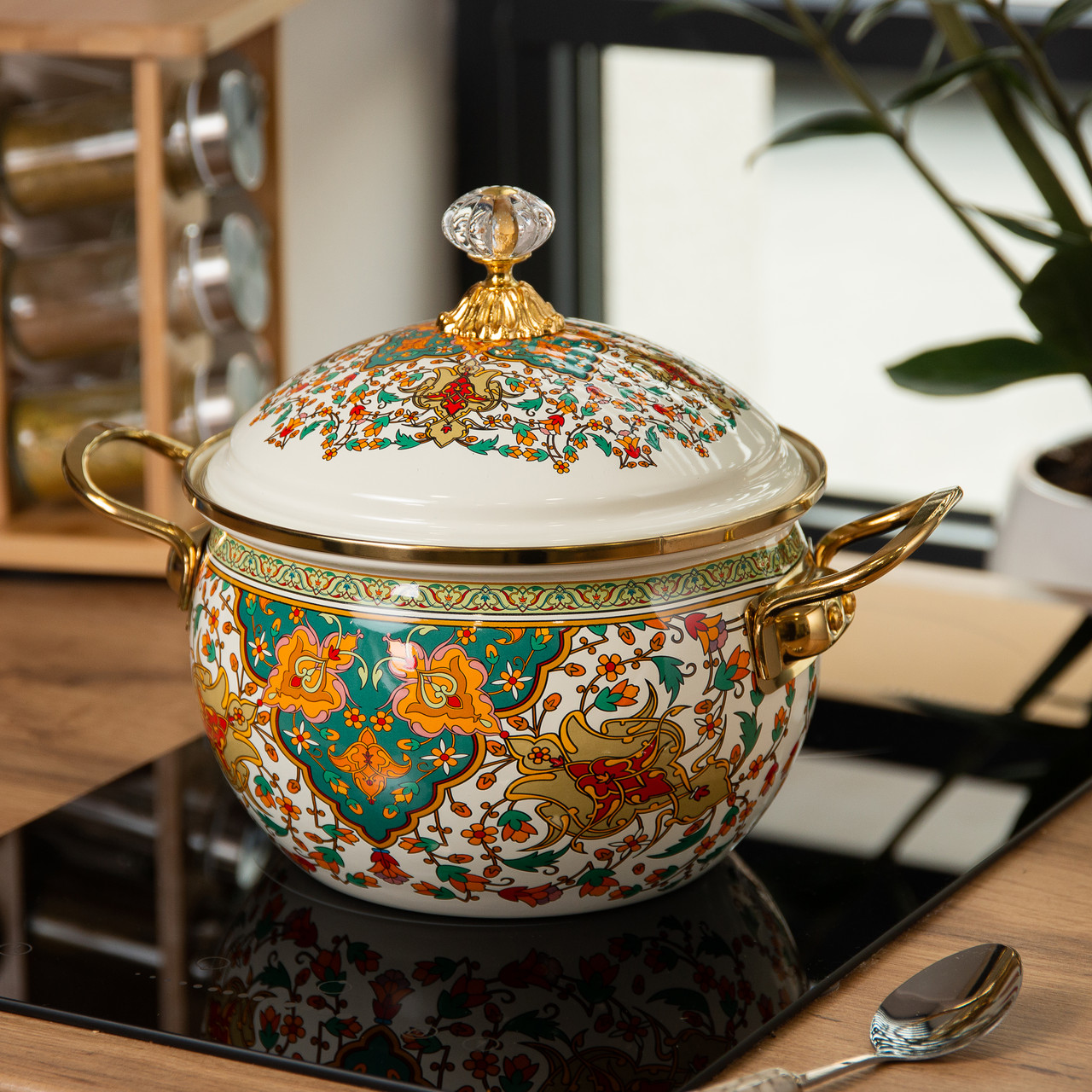 Емальована каструля об'ємом 4 літри для газових та електричних плит HP-2-115