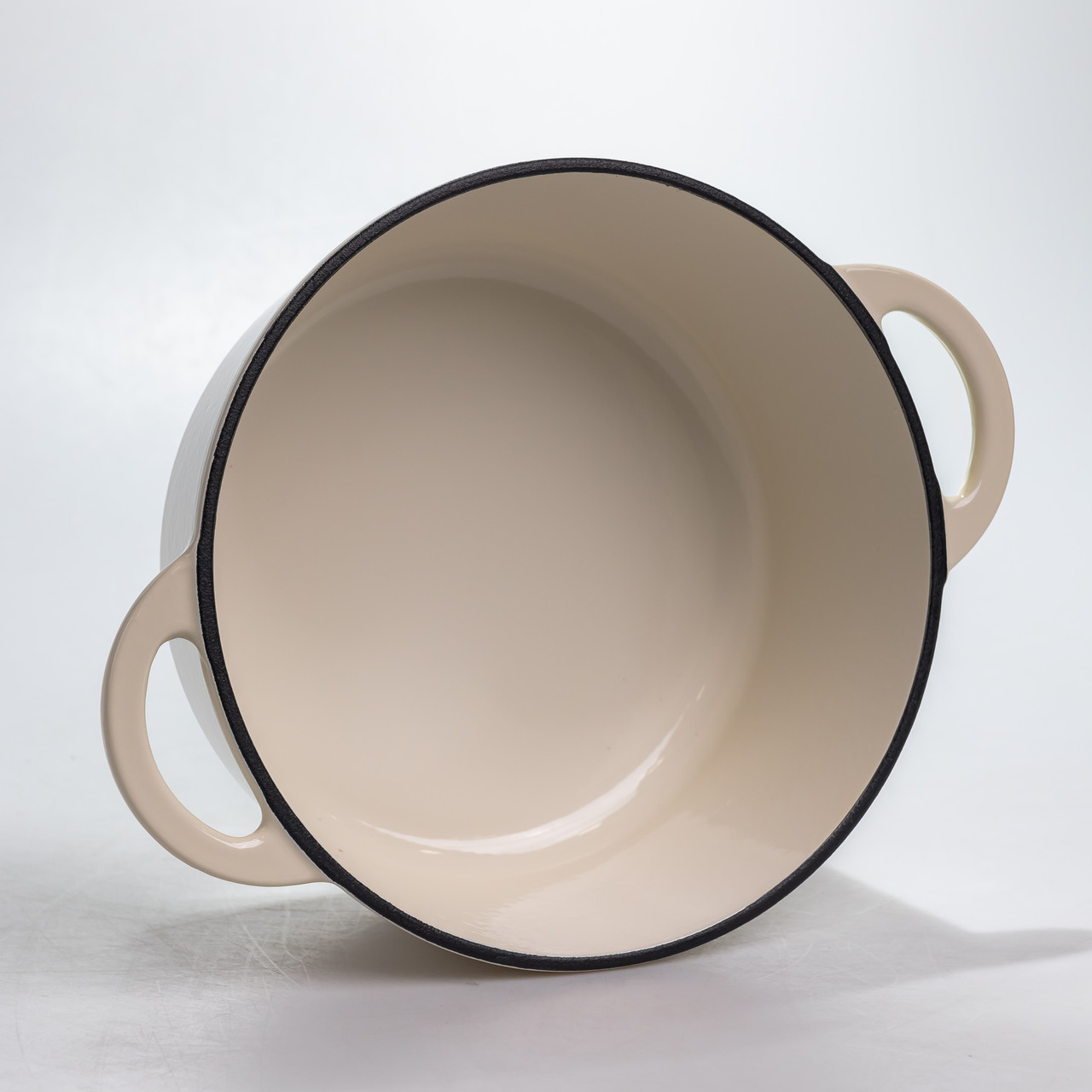 Каструля чавунна 2.5 л емальована з кришкою посуд для тушкування запікання томління кухонна Біла HP-1-14-WHITE