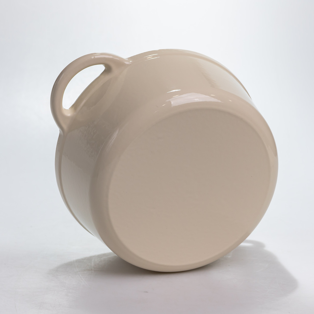 Каструля чавунна 2.5 л емальована з кришкою посуд для тушкування запікання томління кухонна Біла HP-1-14-WHITE