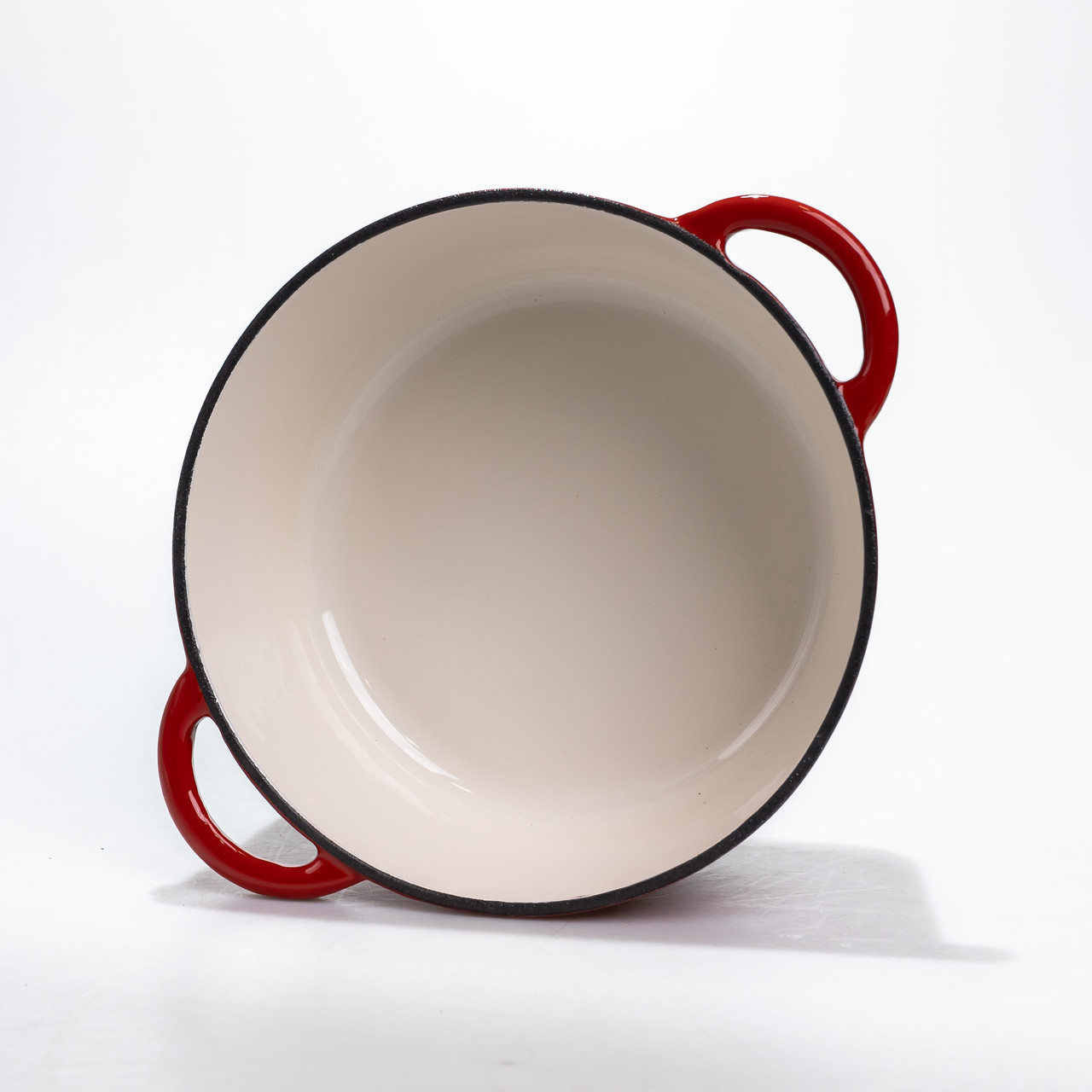 Каструля чавунна 2.5 л емальована з кришкою посуд для тушкування запікання томління кухонна Червона HP-1-14-RED