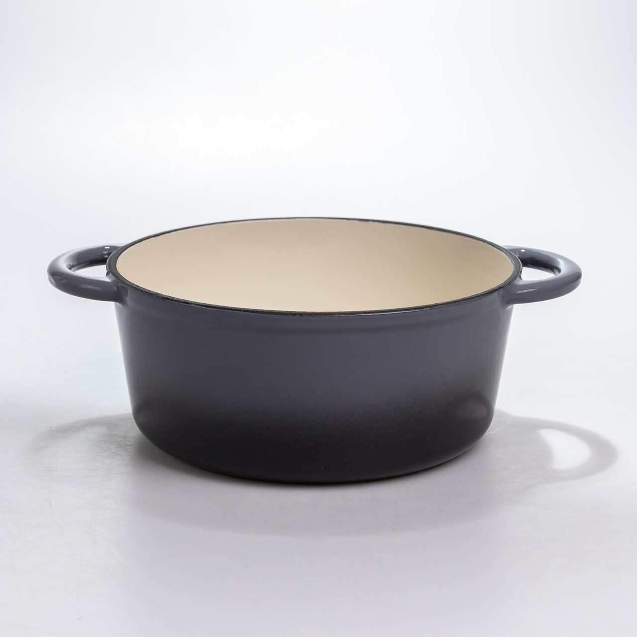 Каструля чавунна 2.5 л емальована з кришкою посуд для тушкування запікання томління кухонна Сіра HP-1-14-GREY