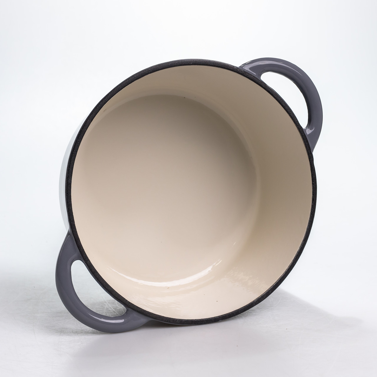 Каструля чавунна 2.5 л емальована з кришкою посуд для тушкування запікання томління кухонна Сіра HP-1-14-GREY