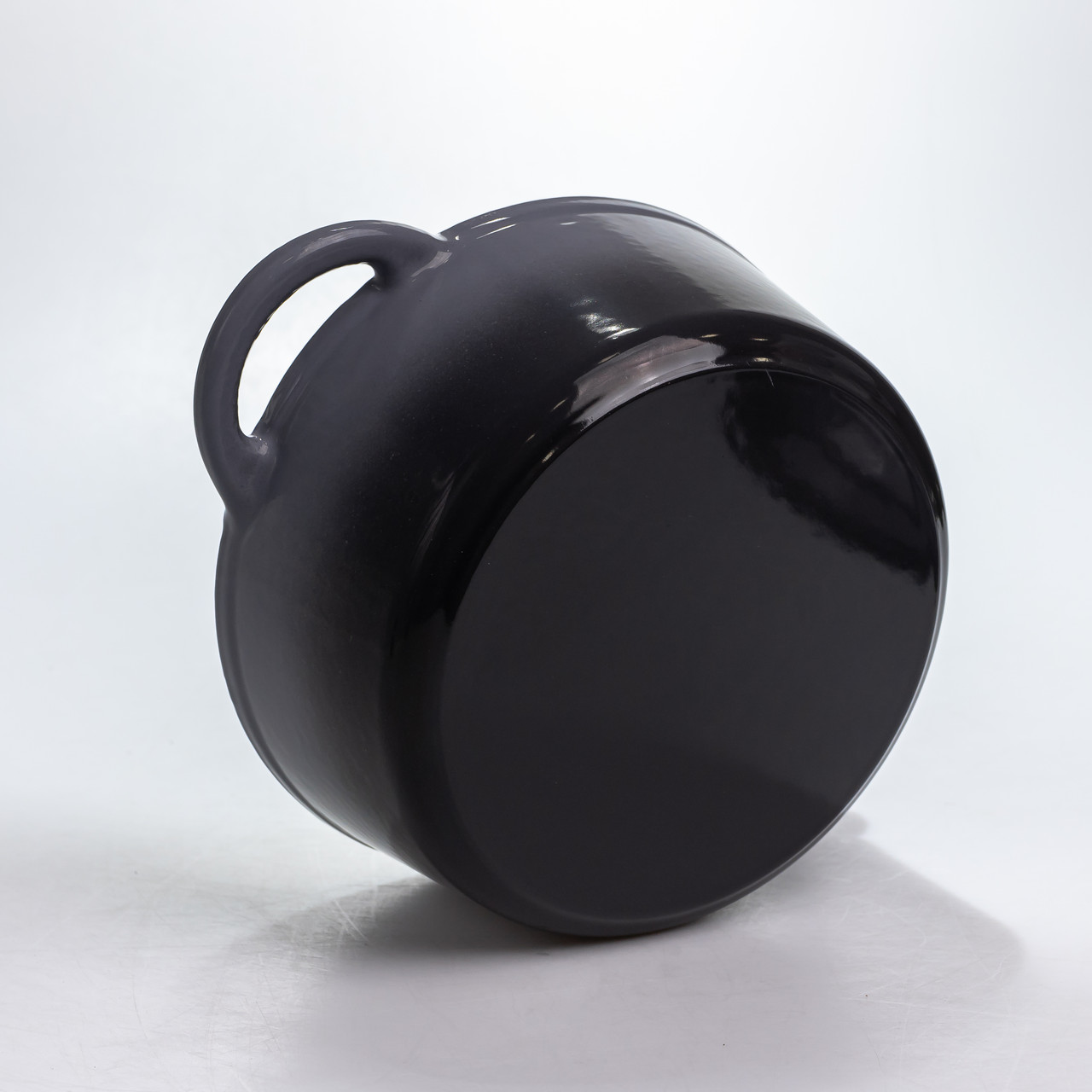 Каструля чавунна 2.5 л емальована з кришкою посуд для тушкування запікання томління кухонна Сіра HP-1-14-GREY