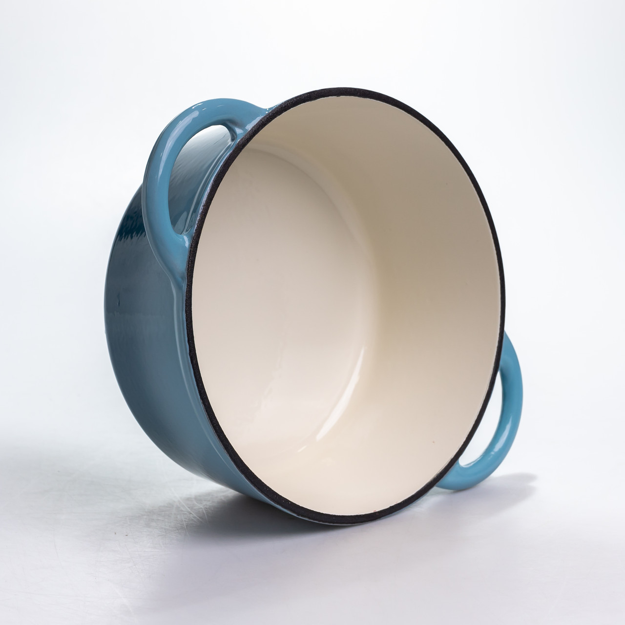 Каструля чавунна 2.5 л емальована з кришкою посуд для тушкування запікання томління кухонна Синя HP-1-14-BLUE