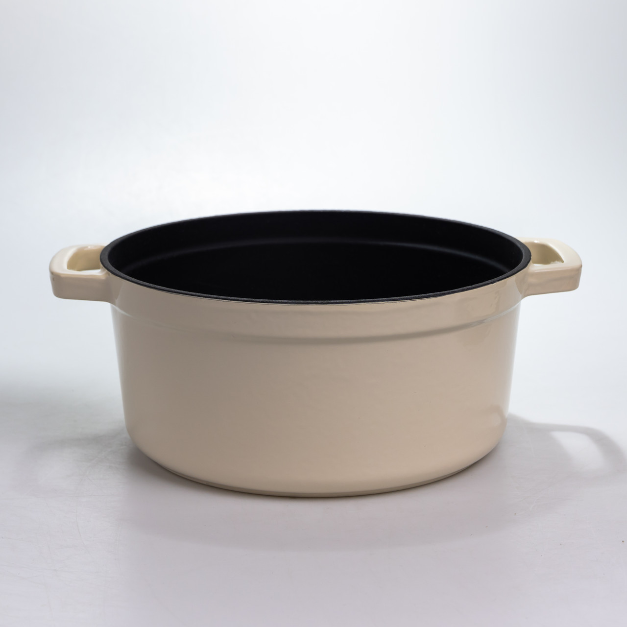 Каструля чавунна 4.5 л емальована з кришкою посуд для тушкування запікання томління кухонна HP-1-19-WHITE