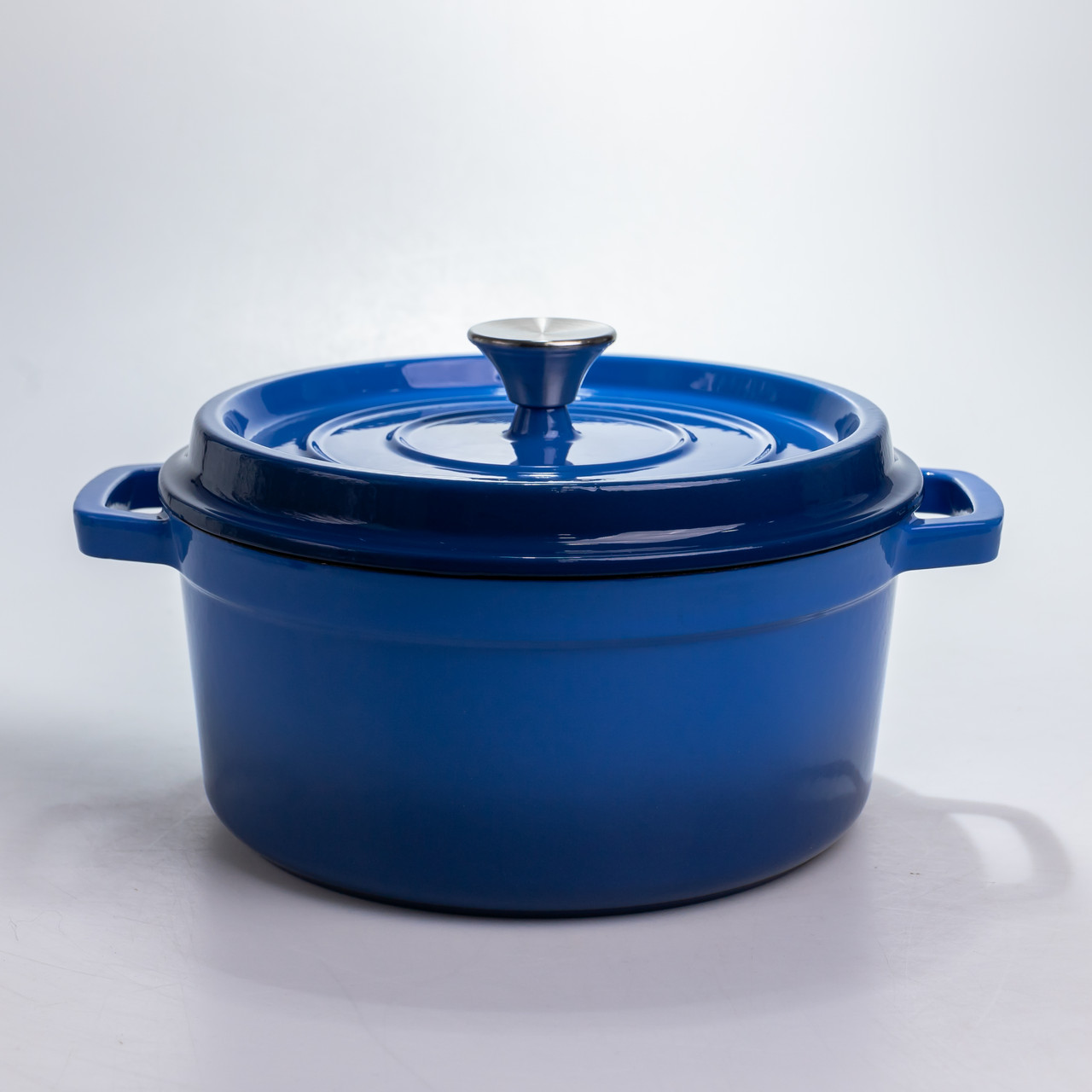 Каструля чавунна 4.5 л емальована з кришкою посуд для тушкування запікання томонія кухонна Синя HP-1-19-BLUE