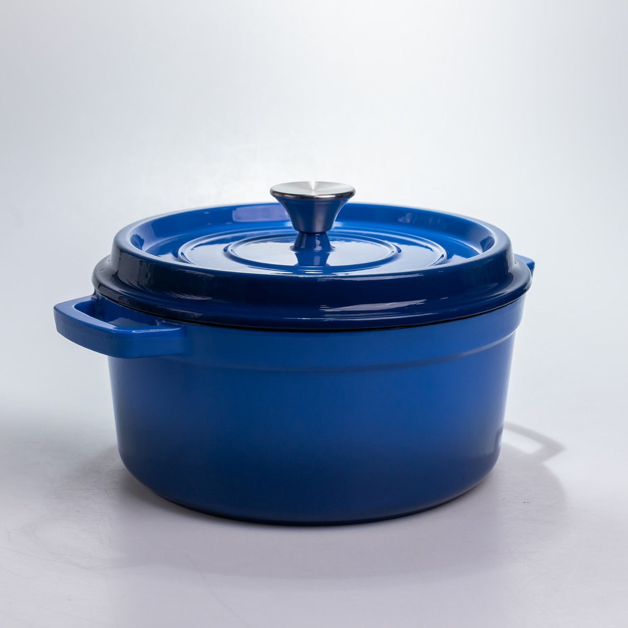 Каструля чавунна 4.5 л емальована з кришкою посуд для тушкування запікання томонія кухонна Синя HP-1-19-BLUE
