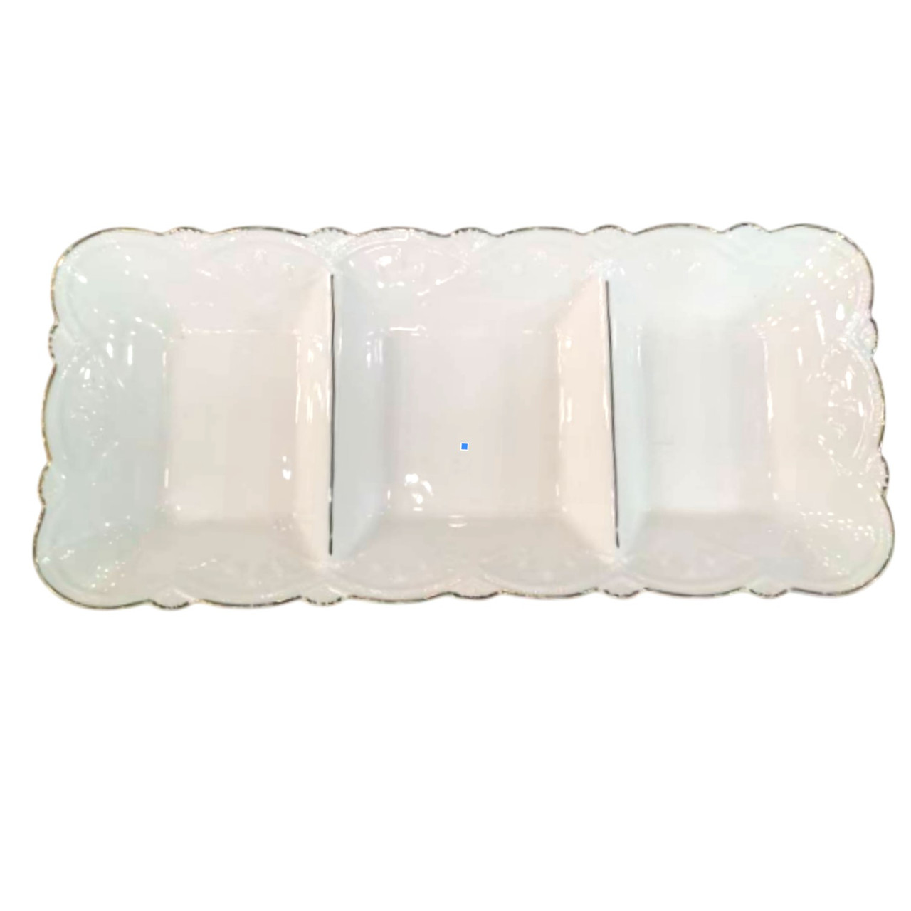 Менажниця порцелянова на 3 секції для закусок 30×14×3.5 (см) тарілка менажниця прямокутна для сервірування Біла 120-YH-HG016