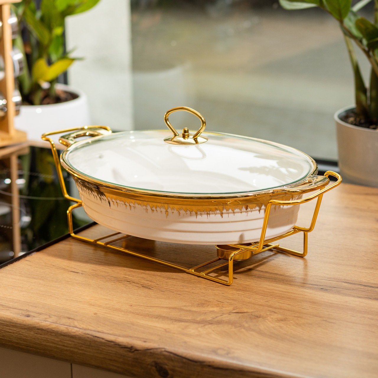 Настільна мармітниця 41х25х15.5 см марміт порцелянаовий для других страв 2 л HP1027