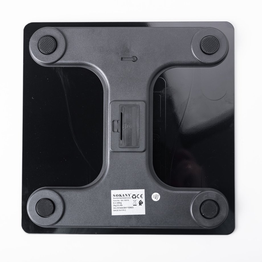 Смарт ваги електронні Sokany 26х26 см  до 180 кг з синхронізацією з телефоном чорні SK-19019B