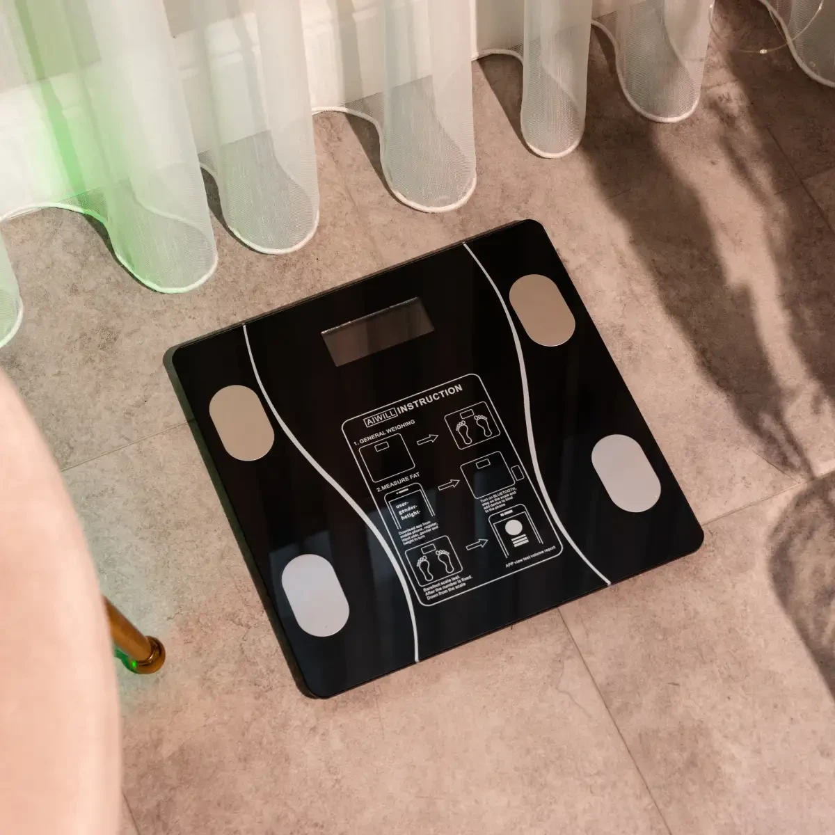 Смарт ваги електронні Sokany 26х26 см  до 180 кг з синхронізацією з телефоном чорні SK-19019B