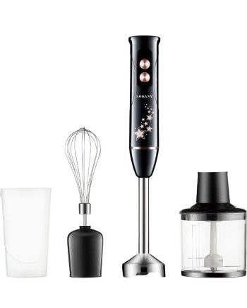 Блендер ручний занурювальний з насадками 4 в 1 600 Вт 2 чаші та вінчик Чорний Sokany SK-02012B