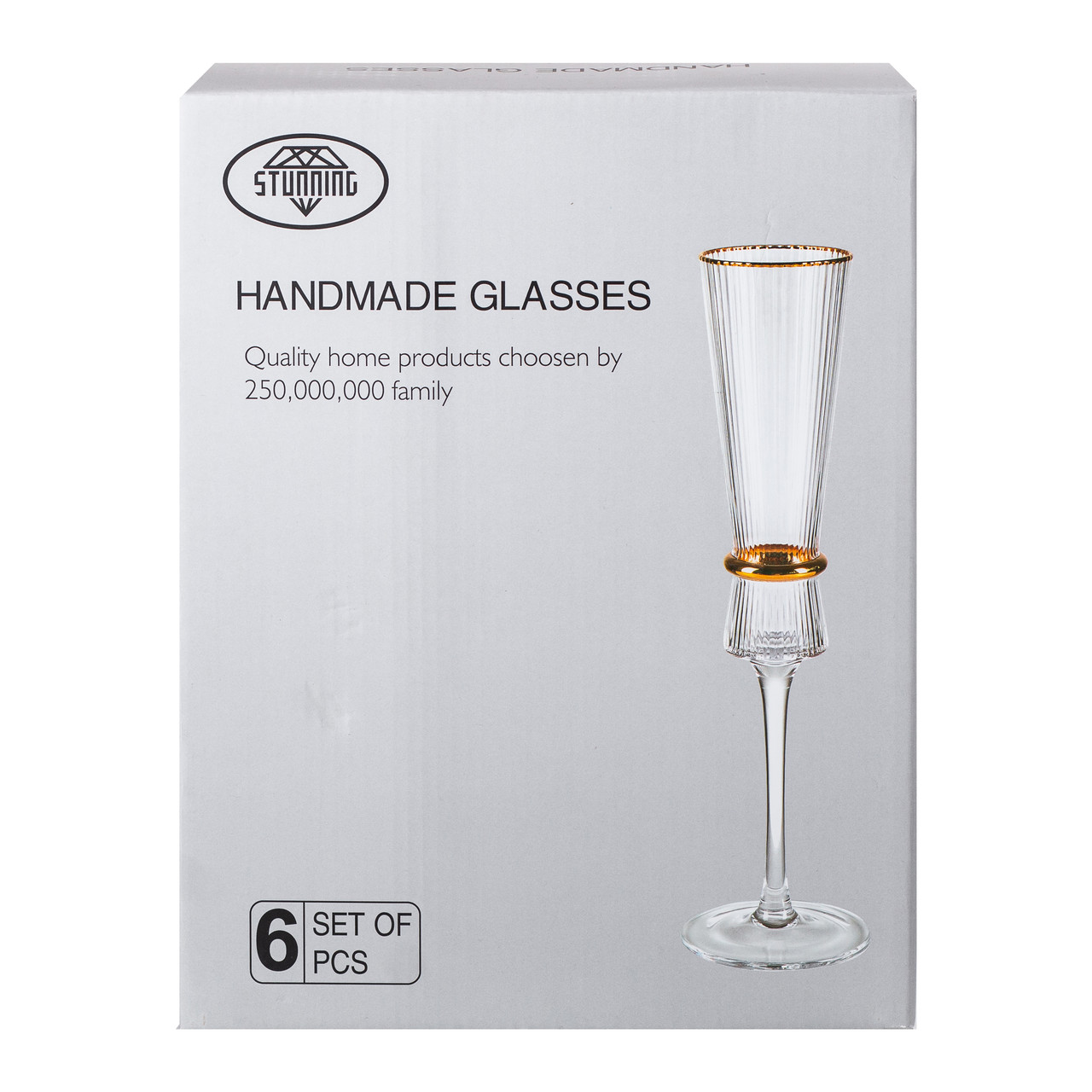 Келихи для шампанського, 200 мл, набір із 6 штук HP-16-8