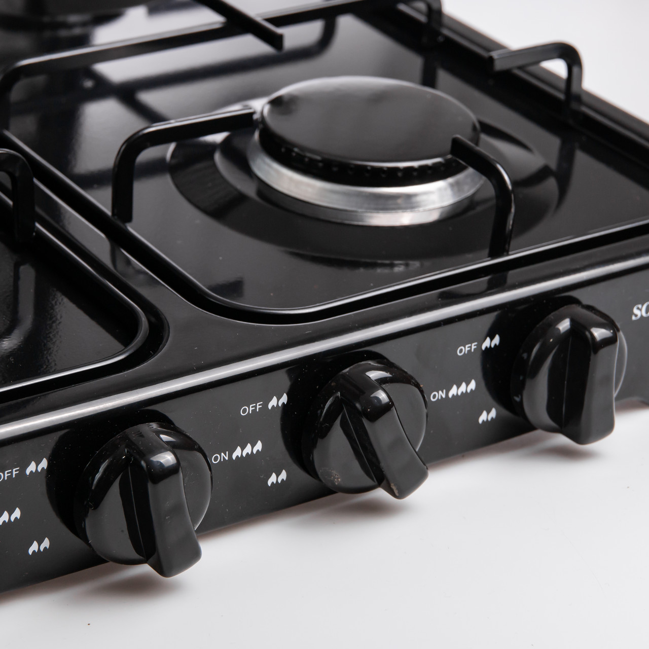 Газова плита настільна Sokany чорна 4 конфорки міні переносна для дачі кемпінгу, портативна газплита туристична SK-6004-Black