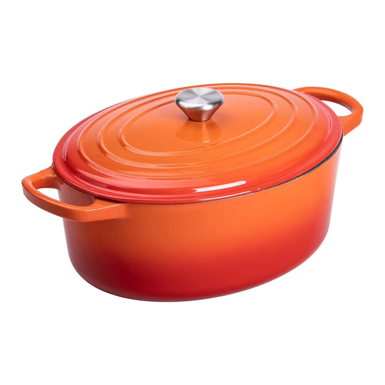 Гусятниця чавунна емальована з кришкою на 6 літрів Ø26 см для всіх типів плит Жовтогаряча HP-1-10-ORANGE