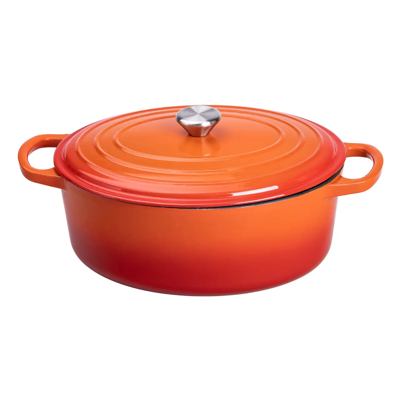 Гусятниця чавунна емальована з кришкою на 6 літрів Ø26 см для всіх типів плит Жовтогаряча HP-1-10-ORANGE