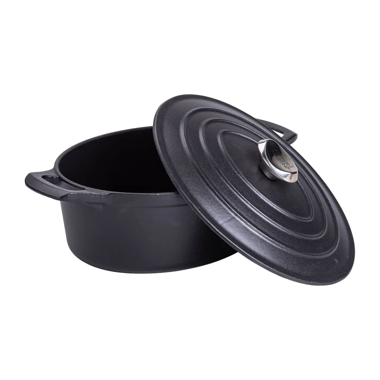 Гусятниця чавунна з кришкою 3 л Ø22 см чорна, каченята казан для тушкування запікання кухонний посуд HP-1-11-BLACK