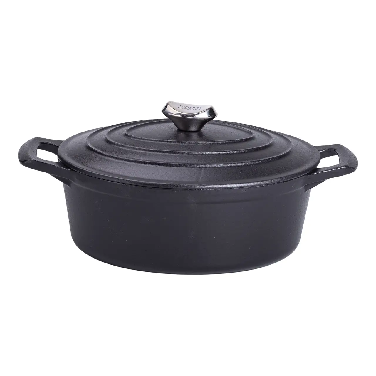 Гусятниця чавунна з кришкою 3 л Ø22 см чорна, каченята казан для тушкування запікання кухонний посуд HP-1-11-BLACK