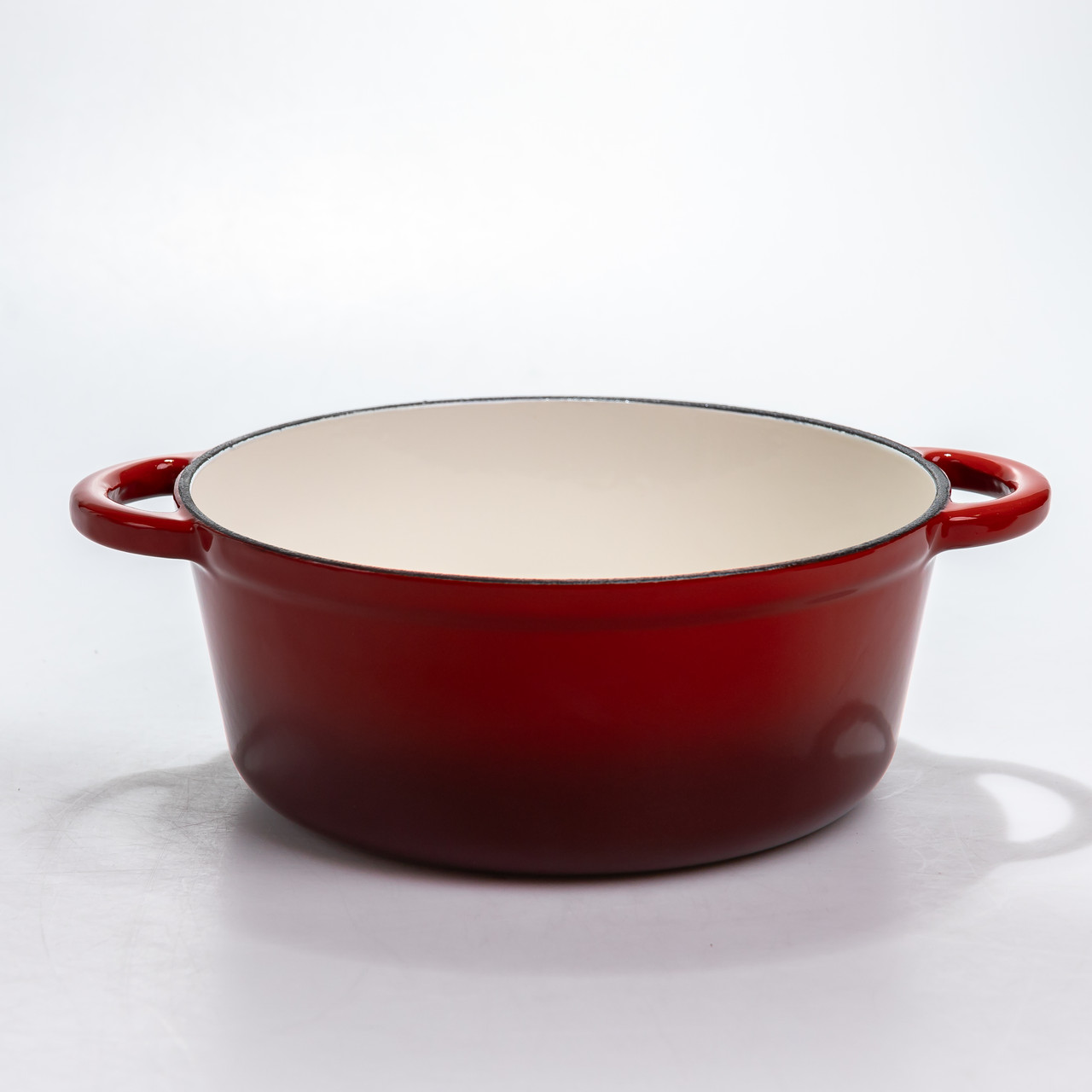 Каструля чавунна 2.5 л емальована з кришкою посуд для тушкування запікання томління кухонна Червона HP-1-14-RED