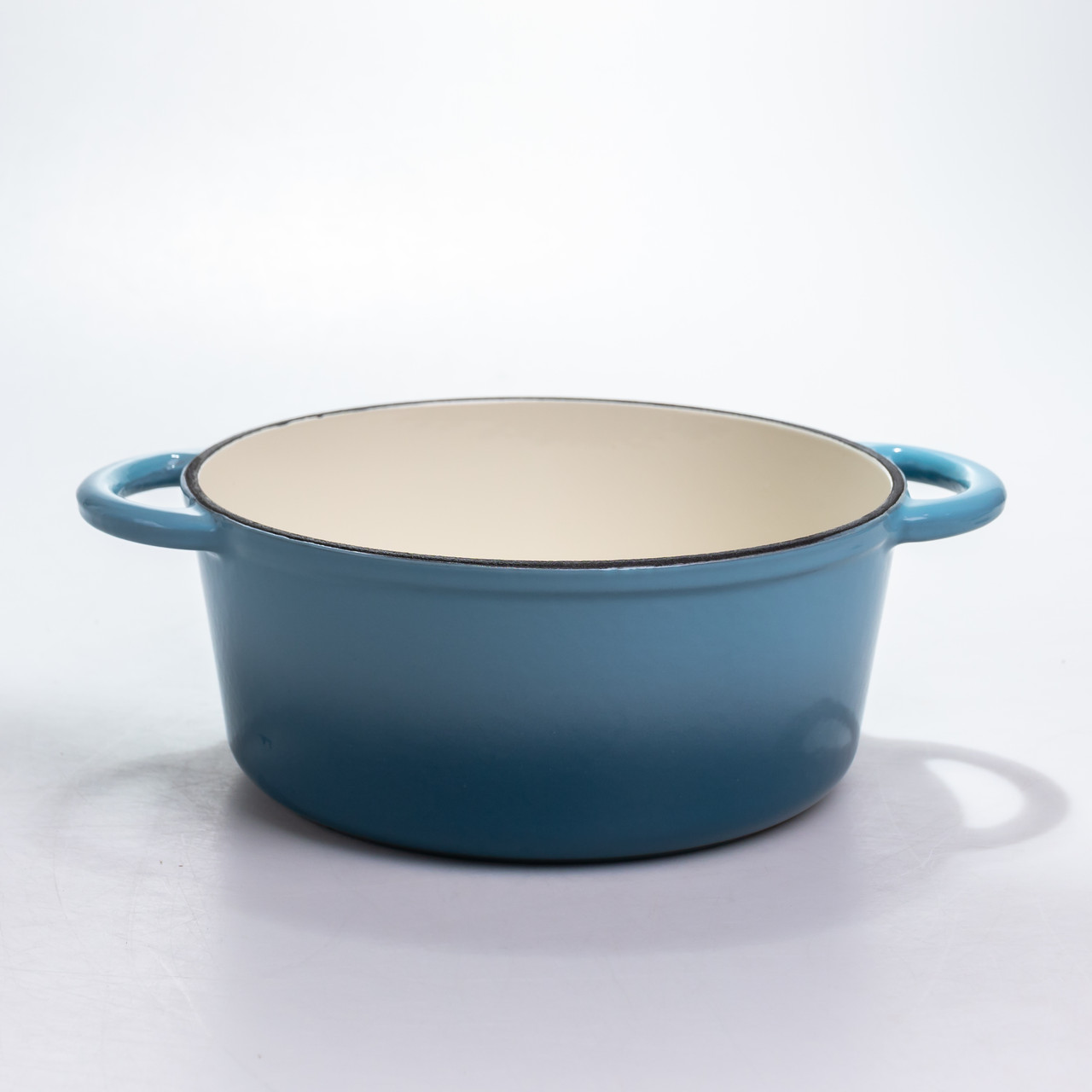 Каструля чавунна 2.5 л емальована з кришкою посуд для тушкування запікання томління кухонна Синя HP-1-14-BLUE