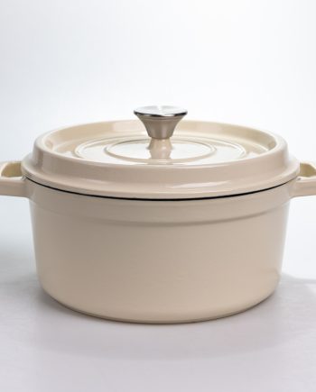 Каструля чавунна 4.5 л емальована з кришкою посуд для тушкування запікання томління кухонна HP-1-19-WHITE