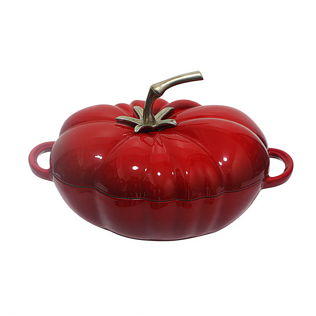 Каструля чавунна Томат 2.5 л емальована з кришкою посуд для тушкування запікання тушкування кухонна Червона HP-1-20-RED