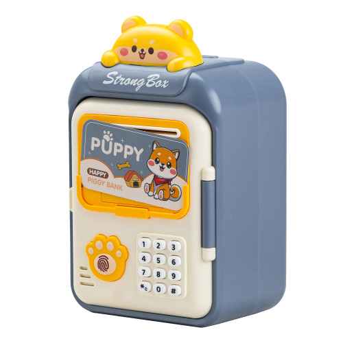 Скарбничка сейф для дітей з відбитком пальця та кодовим замком для грошей електронна від батарейок 14х10.5х24 см Lugi HP12265BL