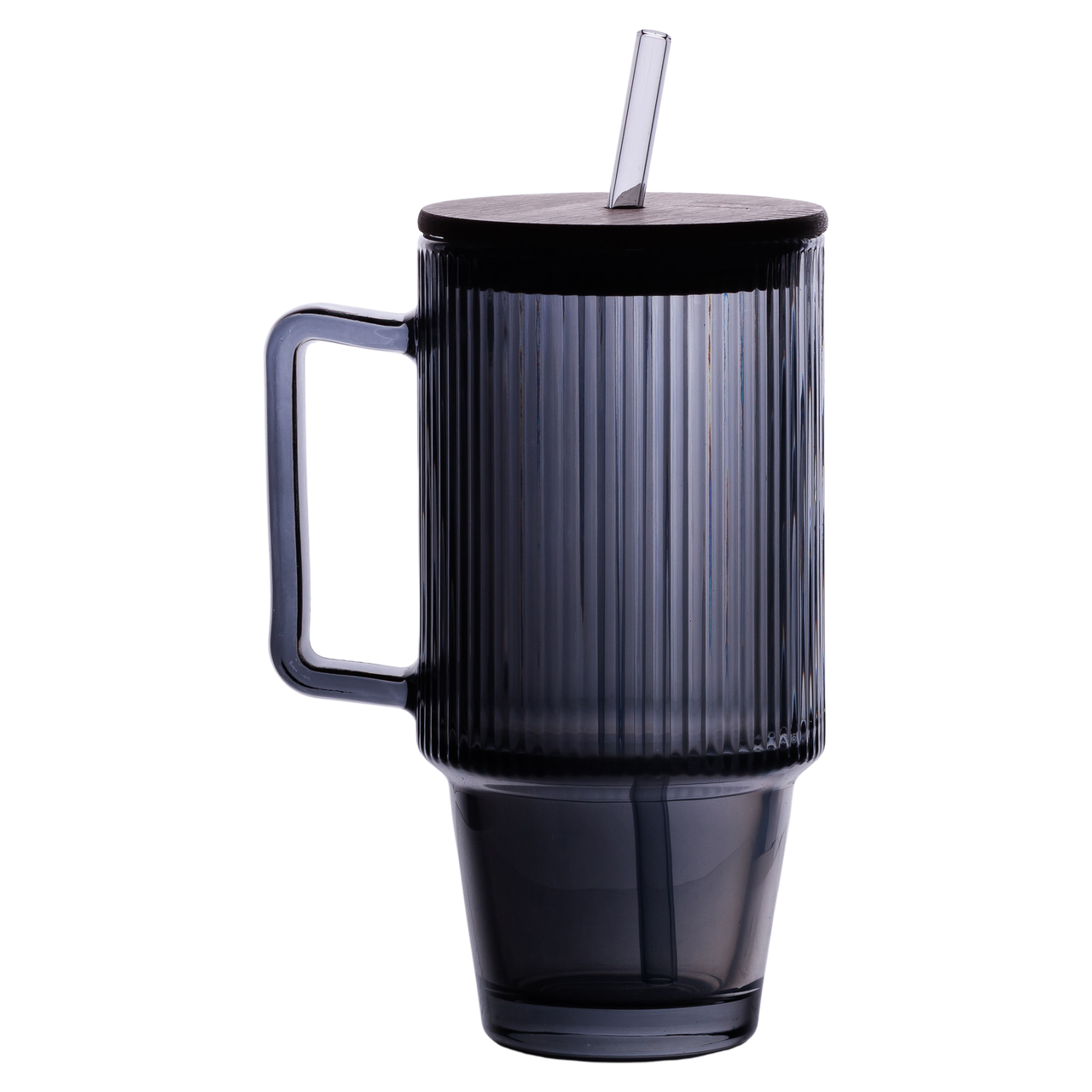 Кружка скляна з кришкою та трубочкою 750 (мл) Сірий HP-19-50